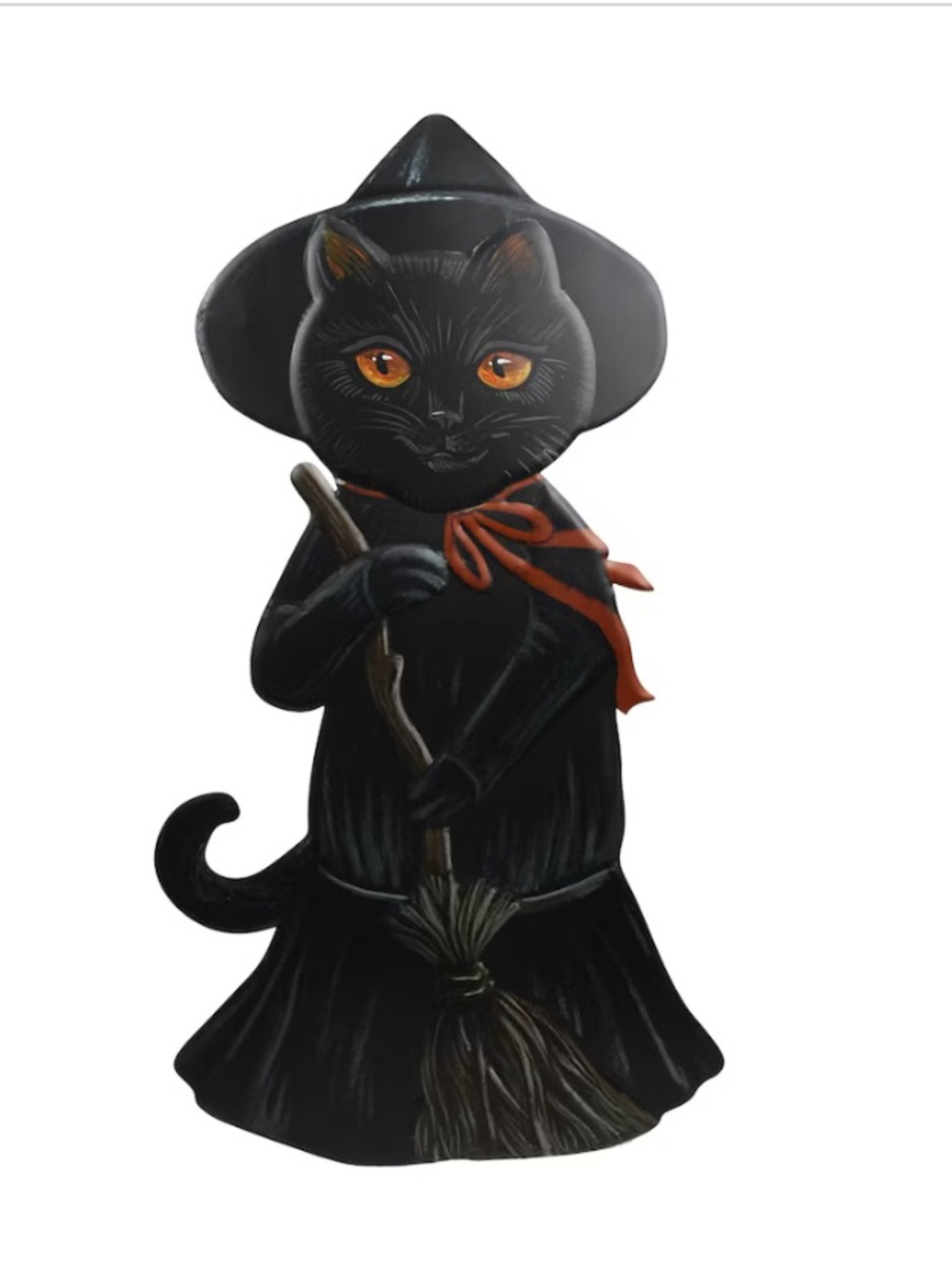Black Cat Witch Metal Decorative Figurine - Halloween Home Accent